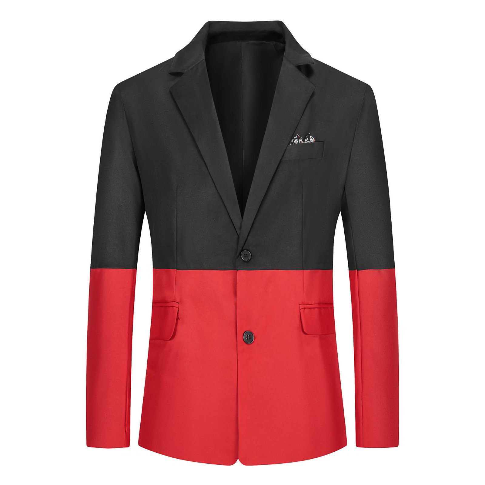 Herrnalise Men's Color Matching Suit Fashion British Casual Single Breasted Suit Suit Black